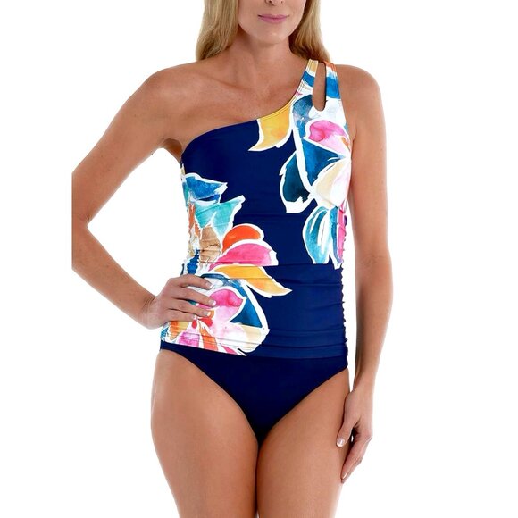 La Blanca Petals One Shoulder Tankini Top